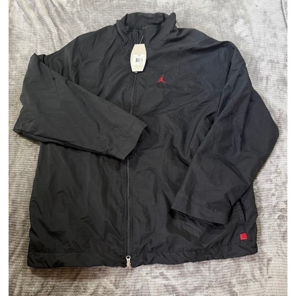Jordan Mens XXL‎ Black Full Zip Windbreaker Jacket Red Jumpman Mesh Lined NWT
